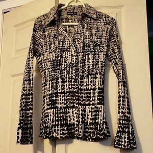 Apt 9, size large, dark brown/cream, blouse, bell sleeves